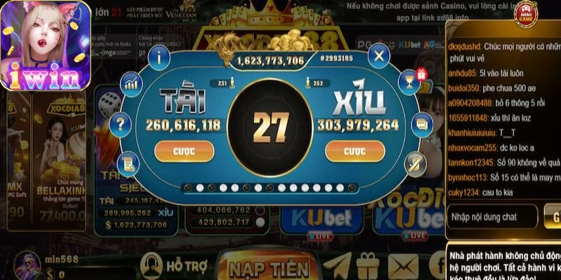 Hình ảnh giao diện hiện đại và thân thiện của game iwin68