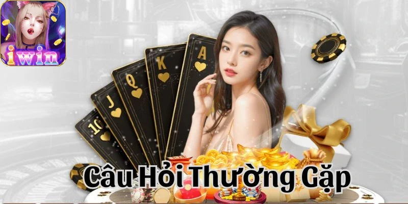 Hình ảnh giao diện trang chủ với danh sách câu hỏi thường gặp iwin68